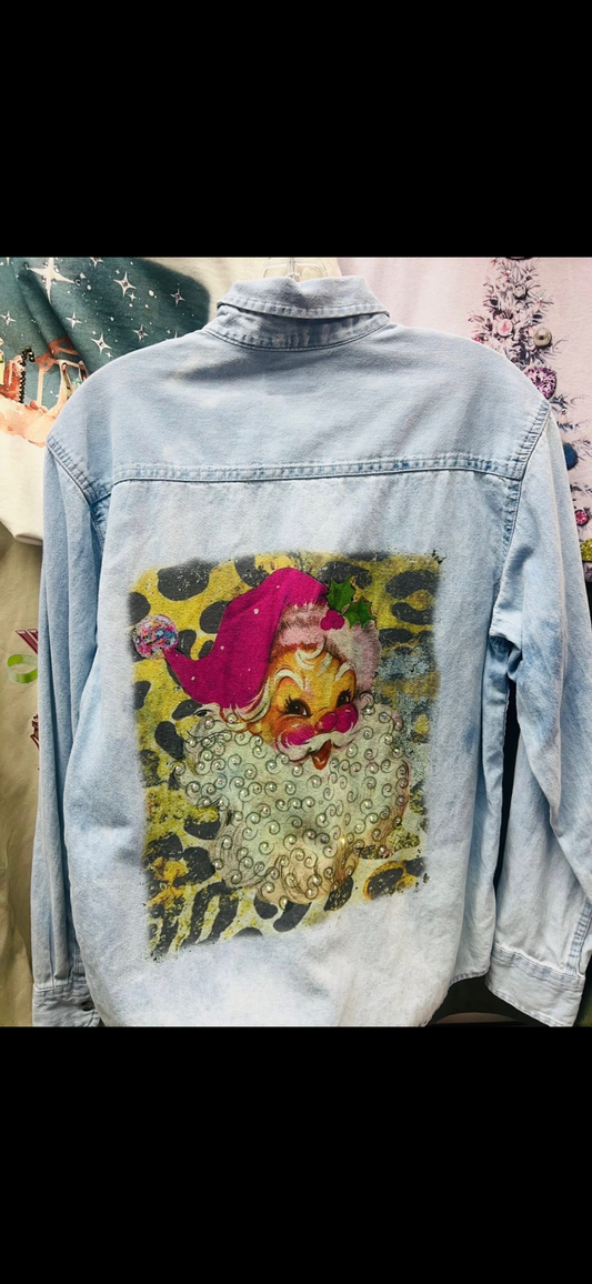 Vintage Santa Leopard Santa Denim
