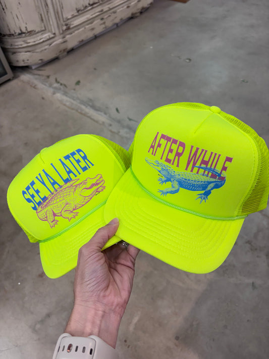 Later/after while yellow cap
