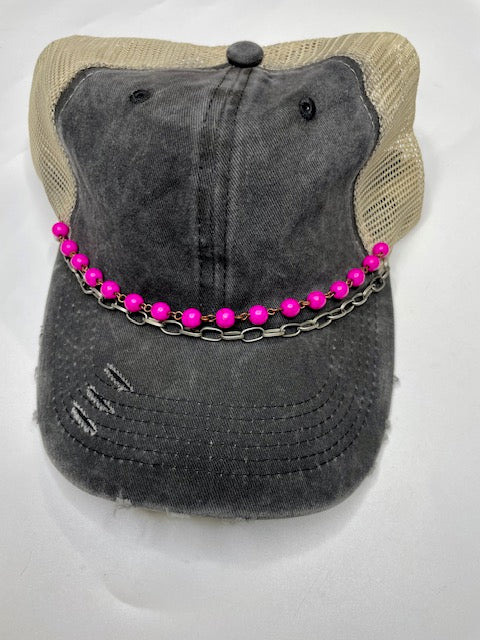 Black and Pink beaded cap