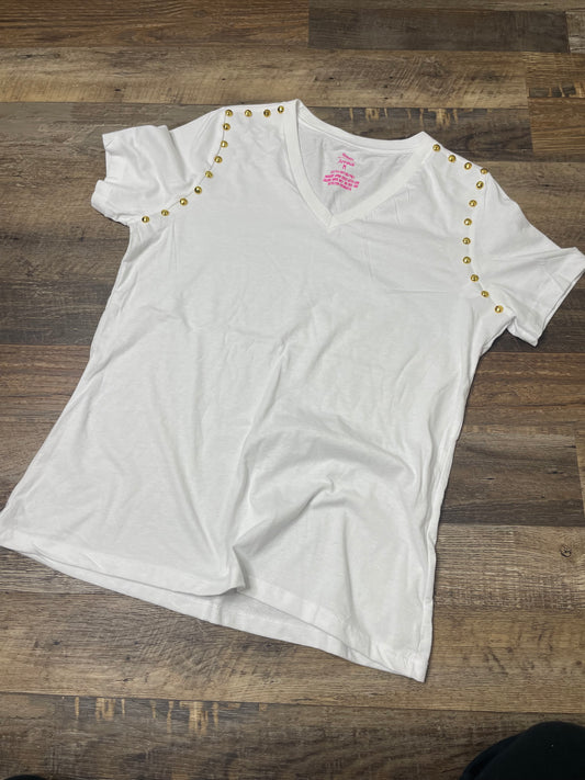 White/Gold Rivet Tee
